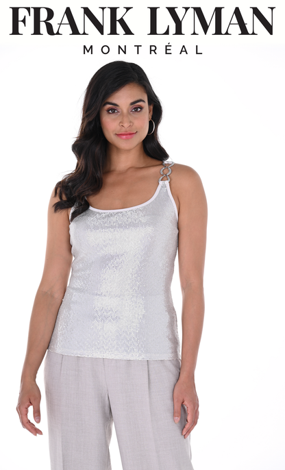 Camisole champagne en tricot à paillettes de Frank Lyman #246439