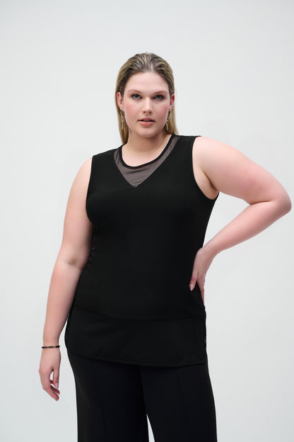 Sleeveless top in silky mesh and knit, by Joseph Ribkoff #251091
