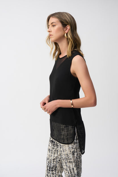 Sleeveless top in silky mesh and knit, by Joseph Ribkoff #251091