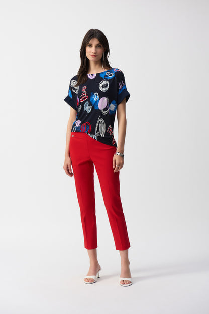 Silky knit boxy top with abstract print, by Joseph Ribkoff #251132