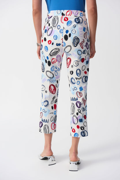 Pull-on cropped pants in abstract print in Millennium by Joseph Ribkoff #251221