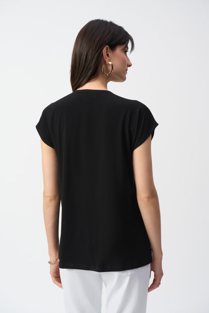 Haut boxy abstrait en tricot soyeux et satin, par Joseph Ribkoff #251248