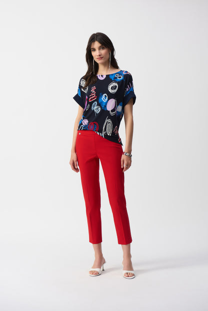 Pantalon court à enfiler en jacquard texturé, par Joseph Ribkoff #251256