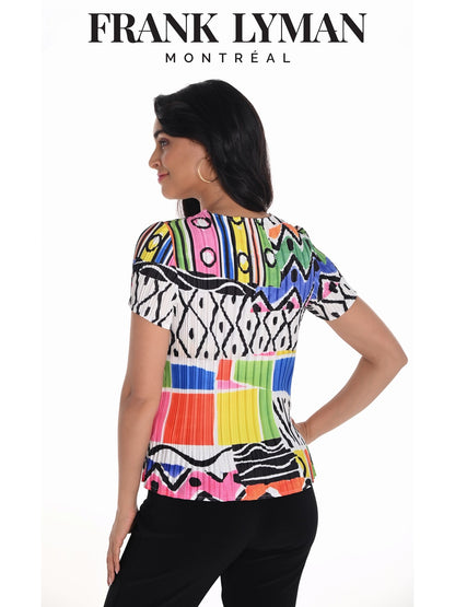 Chandail à manches courtes, tissu extensible et texturé, par Frank Lyman #251543