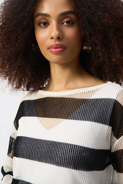 Striped Boat Neck Long Sleeve Knit Sweater by Joseph Ribkoff #251922