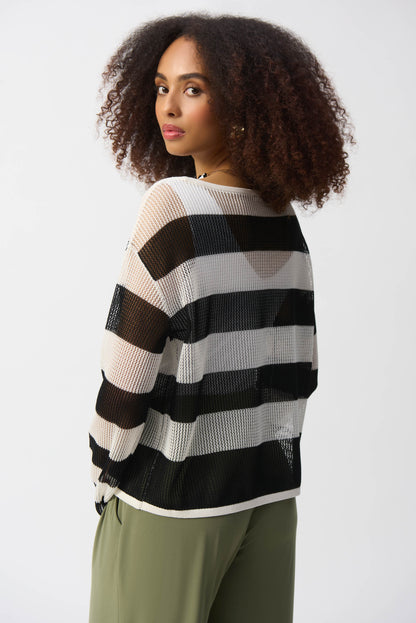 Striped Boat Neck Long Sleeve Knit Sweater by Joseph Ribkoff #251922