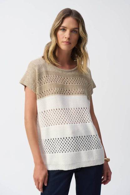 Tricot de style pull métallique à blocs de couleurs, par Joseph Ribkoff #251927