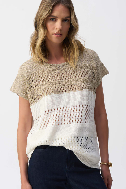 Tricot de style pull métallique à blocs de couleurs, par Joseph Ribkoff #251927