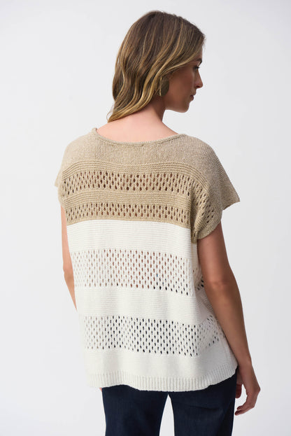 Tricot de style pull métallique à blocs de couleurs, par Joseph Ribkoff #251927