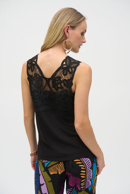 Straight-cut jersey camisole with guipure detail - Joseph Ribkoff #252076