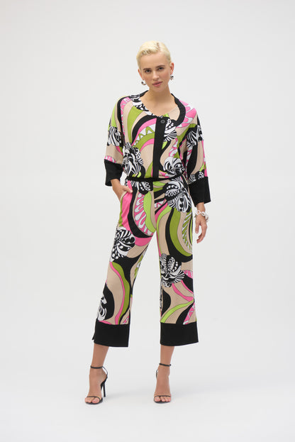Silky Knit Retro Print Cropped Pants - Joseph Ribkoff #252107