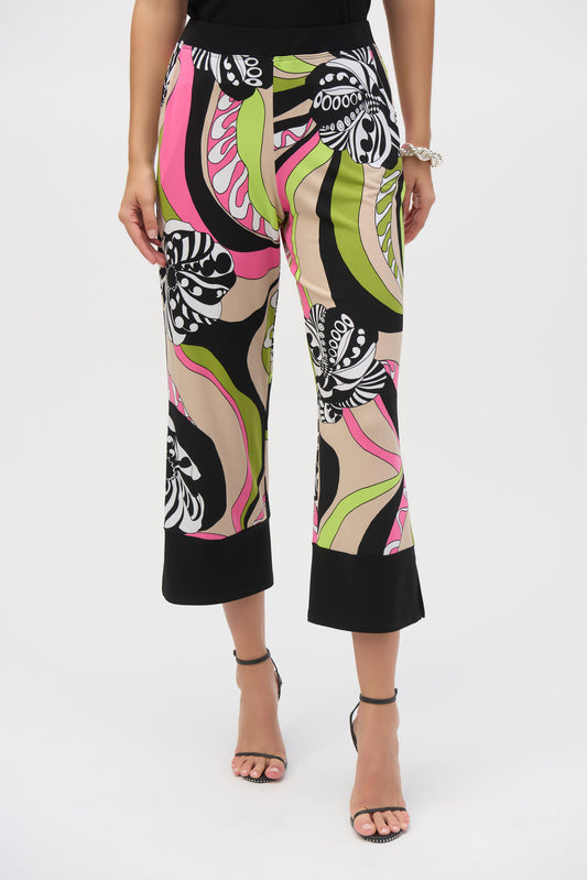 Silky Knit Retro Print Cropped Pants - Joseph Ribkoff #252107
