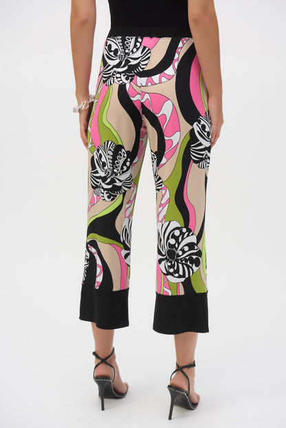 Silky Knit Retro Print Cropped Pants - Joseph Ribkoff #252107