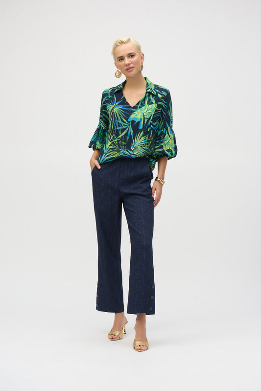 Pull-on jacquard wide leg pants by Joseph Ribkoff #252111
