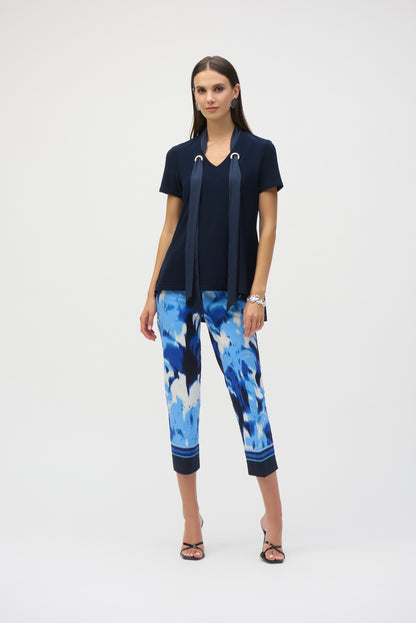 Pantalon court à enfiler en Millennium à imprimé tropical-abstrait, par Joseph Ribkoff #252229
