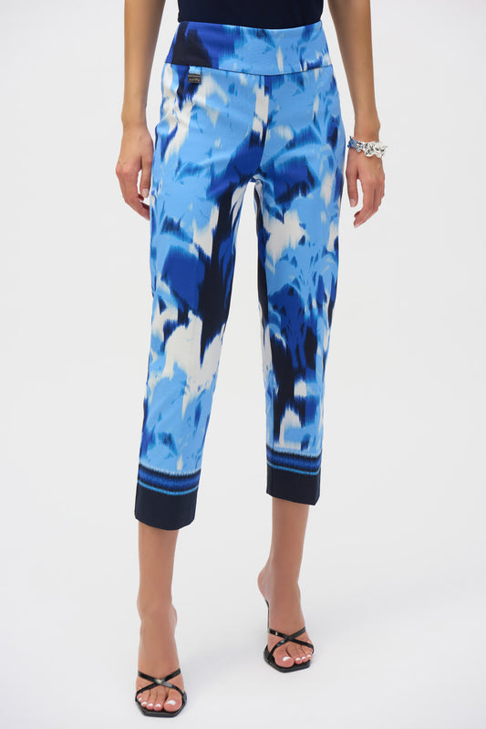 Pull-on cropped pants in Millennium tropical-abstract print by Joseph Ribkoff #252229