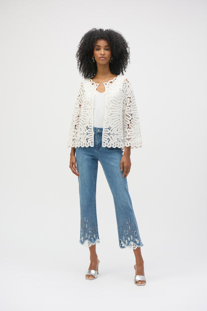 Jeans à coupe droite extensible avec broderie, par Joseph Ribkoff #252910