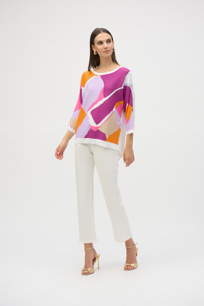 Pull en tricot à col bateau, imprimé abstrait coloré, par Joseph Ribkoff #252927