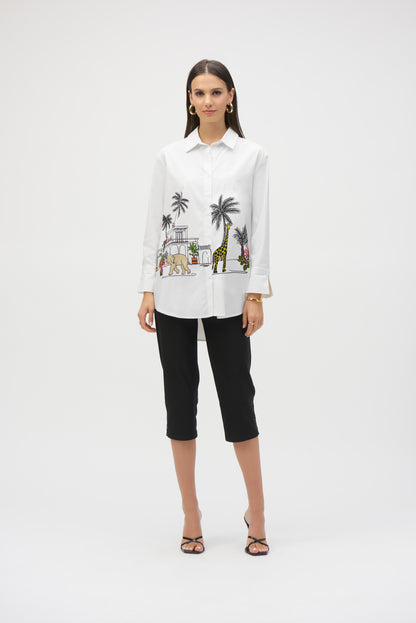 Expressive Print Stretch Poplin Blouse - Joseph Ribkoff #252930