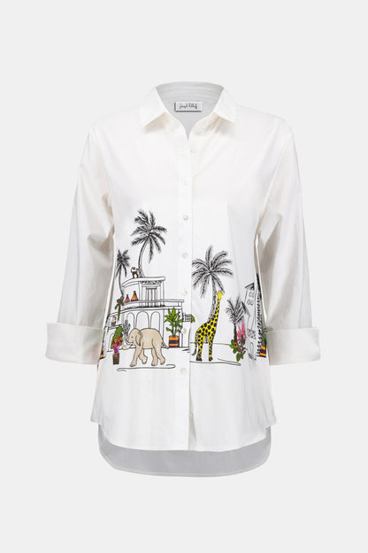 Expressive Print Stretch Poplin Blouse - Joseph Ribkoff #252930