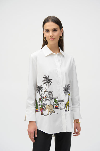 Expressive Print Stretch Poplin Blouse - Joseph Ribkoff #252930