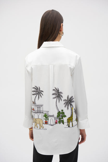 Expressive Print Stretch Poplin Blouse - Joseph Ribkoff #252930