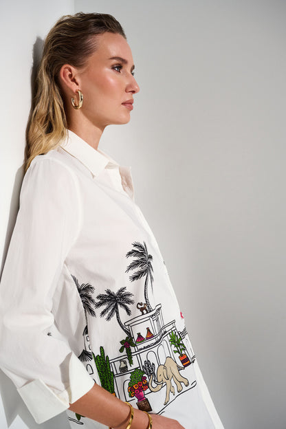 Expressive Print Stretch Poplin Blouse - Joseph Ribkoff #252930