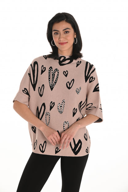 Elegant Hearts - Frank Lyman Knit Top #253721