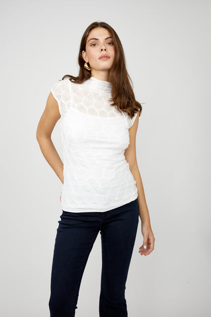 Off-white sleeveless pullover with patterns, by Frank Lyman #256443