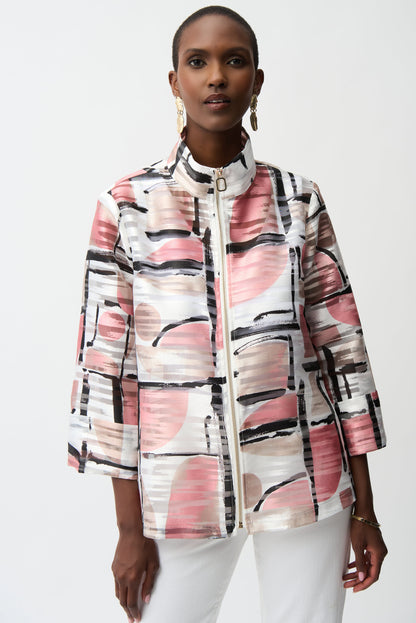 Boxy jacket in jacquard organza with abstract print - Joseph Ribkoff #261052