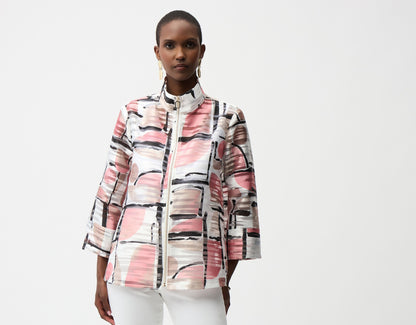 Boxy jacket in jacquard organza with abstract print - Joseph Ribkoff #261052