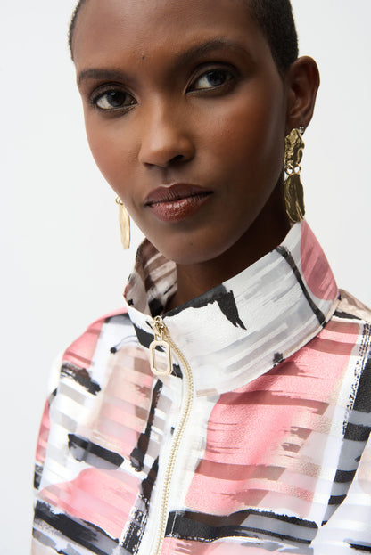 Boxy jacket in jacquard organza with abstract print - Joseph Ribkoff #261052