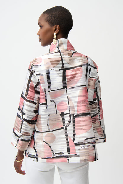 Boxy jacket in jacquard organza with abstract print - Joseph Ribkoff #261052