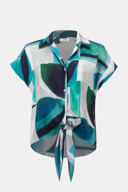 Haut boxy en satin texturé à imprimé géométrique - Joseph Ribkoff #261065