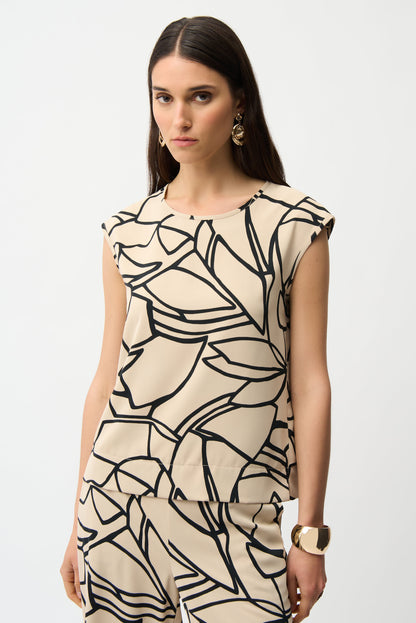Boxy top in recycled fabric with abstract print - Joseph Ribkoff #261125