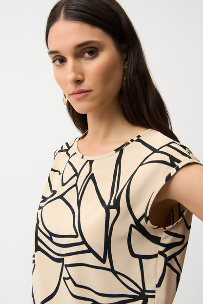Boxy top in recycled fabric with abstract print - Joseph Ribkoff #261125
