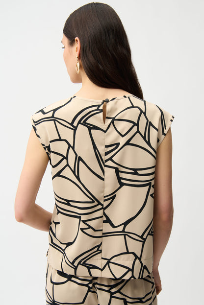 Boxy top in recycled fabric with abstract print - Joseph Ribkoff #261125