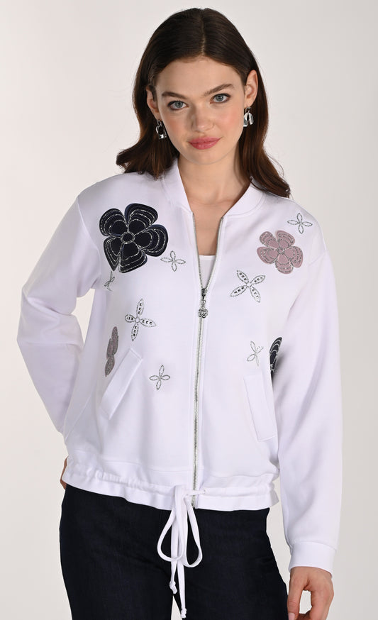 Veste Zippée en Tricot Soyeux à Motifs Floraux – Frank Lyman #261151U