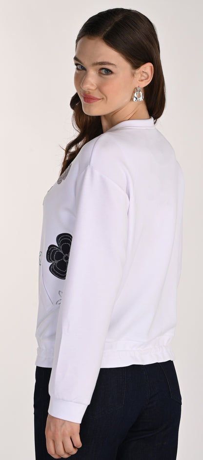 Veste Zippée en Tricot Soyeux à Motifs Floraux – Frank Lyman #261151U