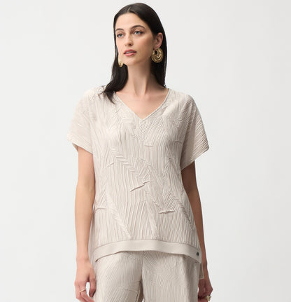 Haut boxy en satin plissé avec tricot soyeux au dos - Joseph Ribkoff #261160