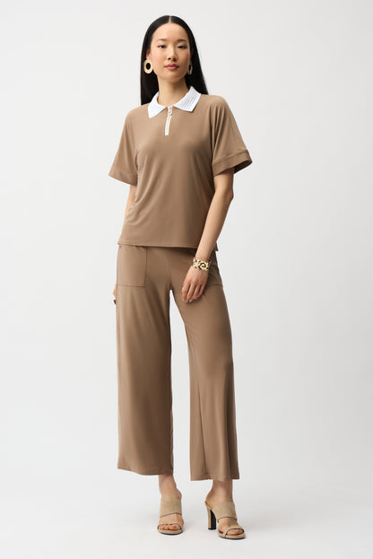Haut boxy en tricot soyeux avec col polo - Joseph Ribkoff #261164