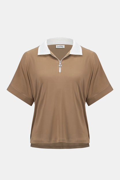 Haut boxy en tricot soyeux avec col polo - Joseph Ribkoff #261164
