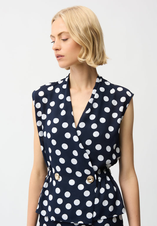 Haut cache-coeur basque en georgette à pois - Joseph Ribkoff #261250