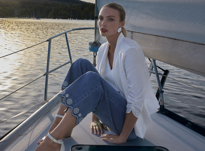Embroidered Denim Jeans - Frank Lyman #261666