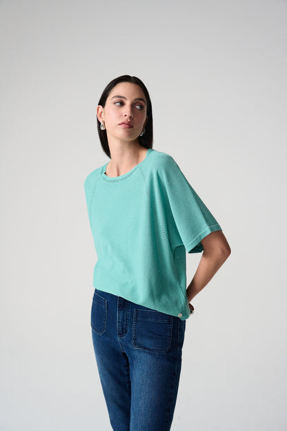 Tricot à manches courtes en fil à paillettes - Joseph Ribkoff #261917