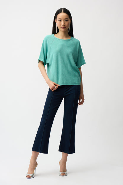 Pantalon évasé court en denim tricoté - Joseph Ribkoff #261953