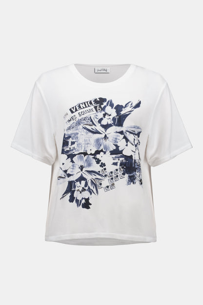 Élégance Imprimée – T-Shirts Vanille à Détails Strassés Joseph Ribkoff #261967