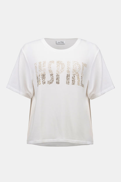 Élégance Imprimée – T-Shirts Vanille à Détails Strassés Joseph Ribkoff #261967