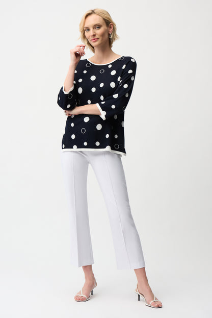 Chandail décontracté en viscose imprimé à pois - Le Haut Joseph Ribkoff #261979