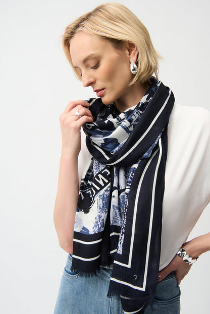 Conversational print modal scarf - Joseph Ribkoff #261988